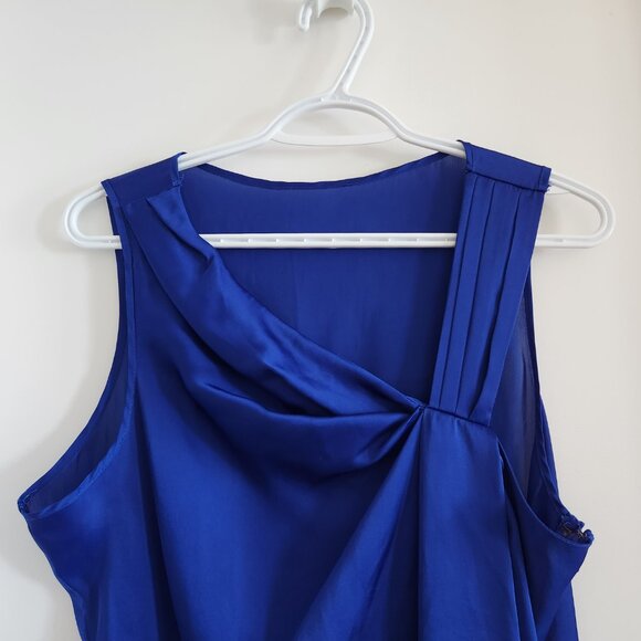 Ricki's Elegant Cobalt Blue Draped Sleeveless Blouse - Picture 3 of 4